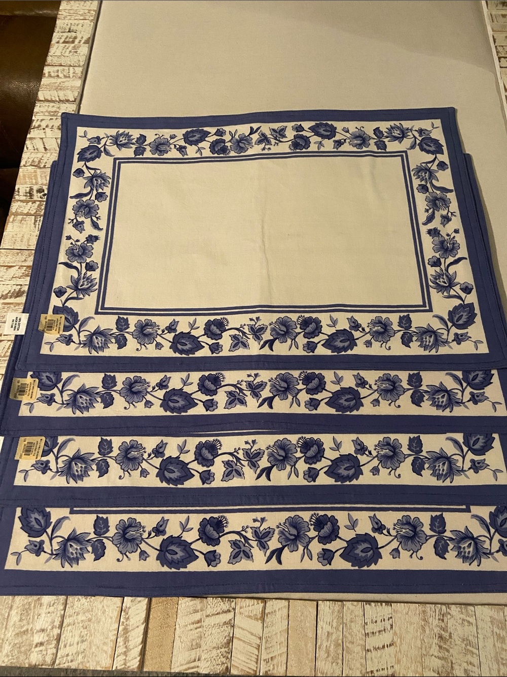 Blue Floral Border Williams Sonoma Placemats Set of 4